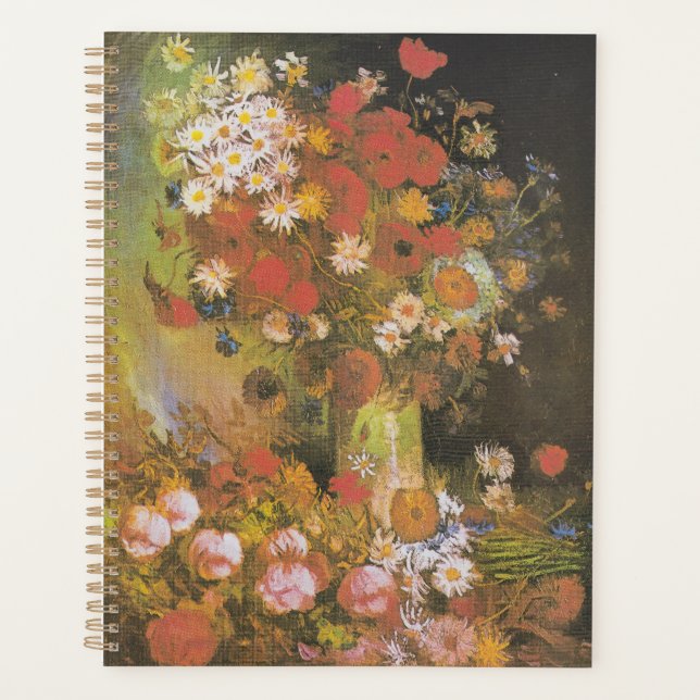 Agenda Vase com flores e papoilas, peonias e crisânime (Frente)