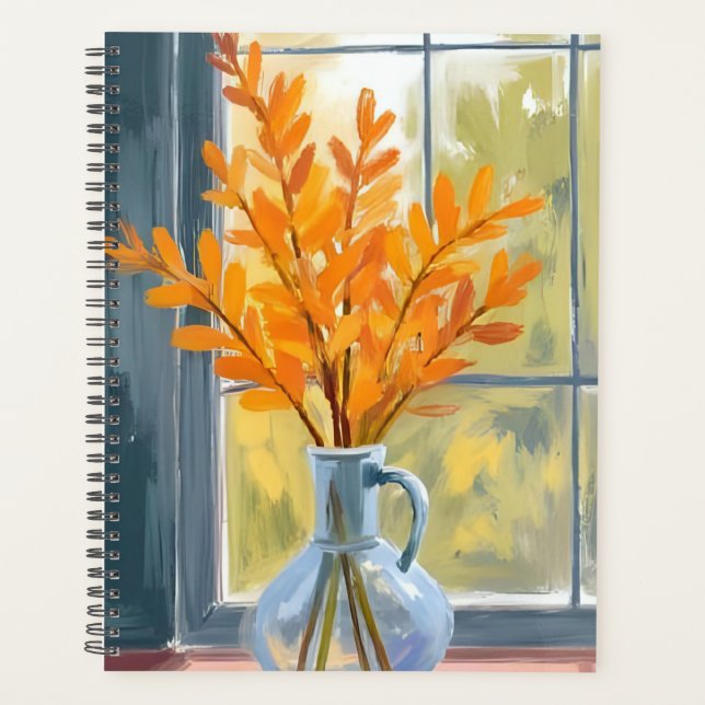 Agenda Vaso de Flores de Outono Aquarela (Frente)