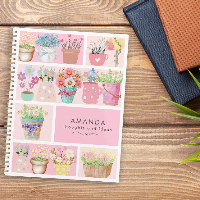 Agenda Vasos de flores elegantes rosa moderno bonito (Criador carregado)