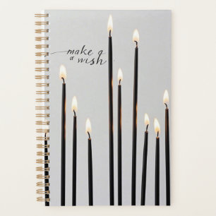 Agenda Velas de linha preta iluminadas minimalistas chama