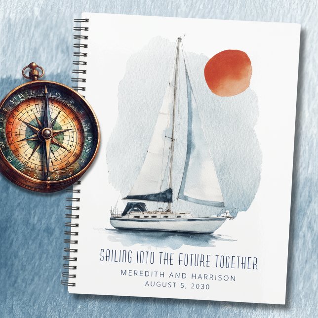 Agenda Velejando para o Futuro Juntos Casamento Náutico (Sailing Into The Future Together Sailboat Wedding Planner)