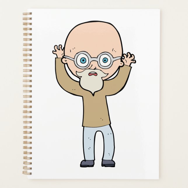 Agenda Velho Careca Engraçado e Excêntrico com Barba (Frente)
