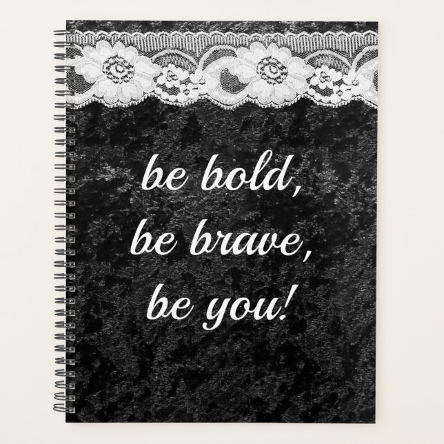 Agenda Velvet Lace Glam Jewelry Planner BW (Frente)