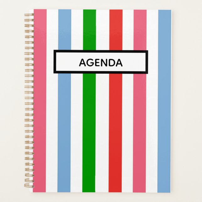 Agenda Verde Azul e Rosa Riscado (Frente)