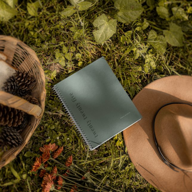 Agenda Verde | Monograma minimalista elegante moderno (Criador carregado)