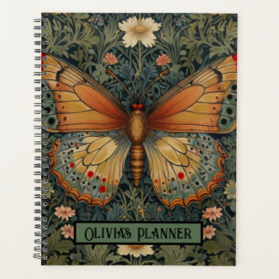 Agenda Verdura botânica de borboletas retro-legante