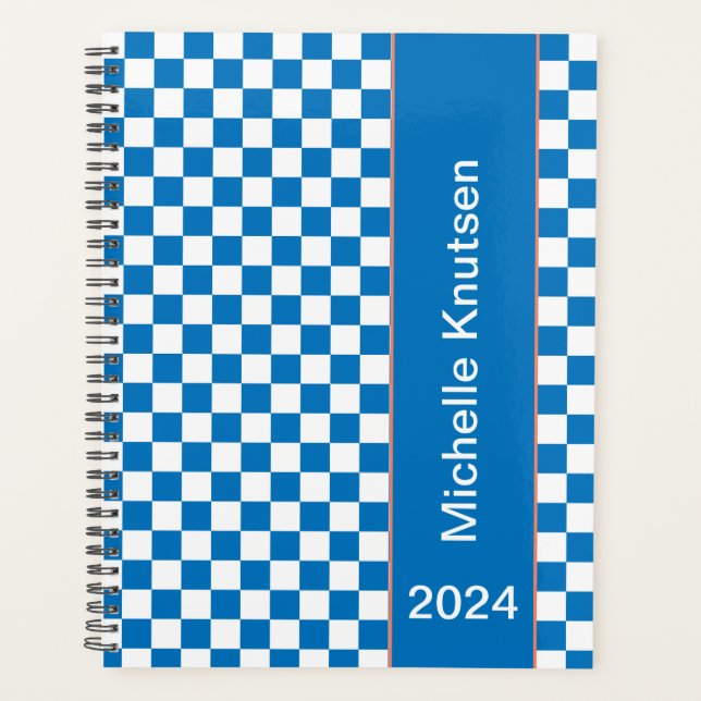 Agenda Verificado a azul e branco personalizado em 2024 (Frente)