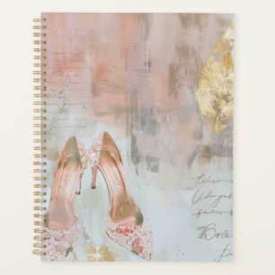 Agenda Vermelhidão Rosa e Salto Alto Dourado Arte da Moda