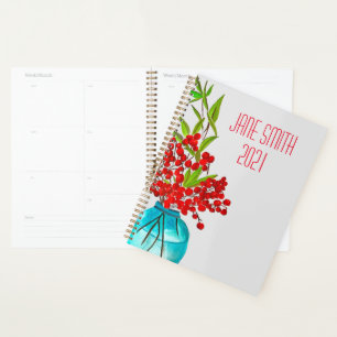 Agenda Vermelho Berries, cor d'água, arte colorida