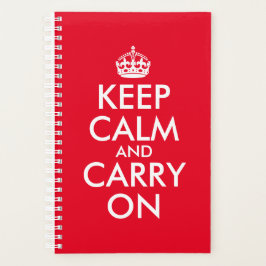 Agenda Vermelho e Branco Personalizado Manter Calmo e Con