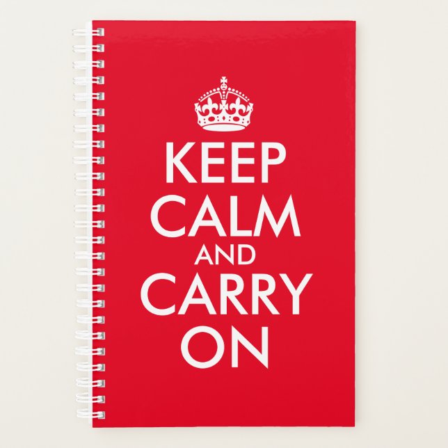 Agenda Vermelho e Branco Personalizado Manter Calmo e Con (Frente)