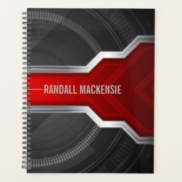 Agenda Vermelho e Preto Personalizado Tecno-Tema