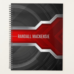 Agenda Vermelho e Preto Personalizado Tecno-Tema