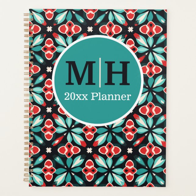 Agenda Vermelho e Teal Italiano (Frente)