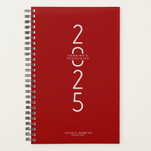 Agenda Vermelho Escuro Vertical Moderno Ano Semanal