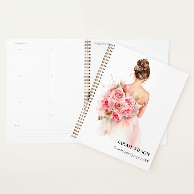 Agenda Vestido de Noiva com Aquarela em Tom de Rosa Tímid (Exibição)