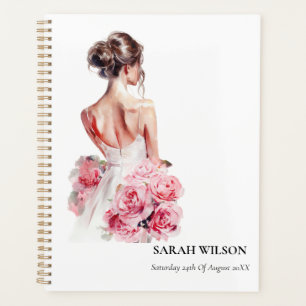 Agenda Vestido de Noiva Rosa em Aquarela com Orçamento pa