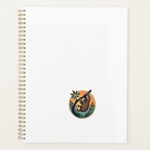 Agenda Vetor de Preguiça Vintage Selo de Vida Selvagem Re