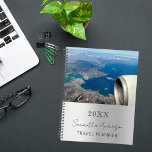 Agenda Viagem de prata de foto personalizada<br><div class="desc">Um fundo de olhar mal prateado. Personalize e adicione uma foto,  ano,  nome e texto. O nome é escrito em preto com um grande estilo escrito manualmente.</div>