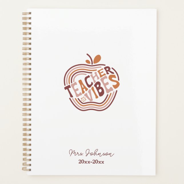 Agenda Vibrações Boho de Professora Maçã Personalizada de (Frente)