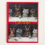 Agenda Vida de Gato - Louis Wain<br><div class="desc">Com arte vintage "A festa de solteiro" de Louis Wain. Uma de uma grande coleção de produtos com tema de arte vintage da PhoenixRetro.</div>