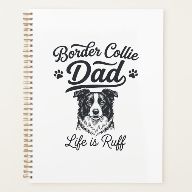 Agenda Vida de Pai Border Collie é Difícil Camisa Vintage (Frente)