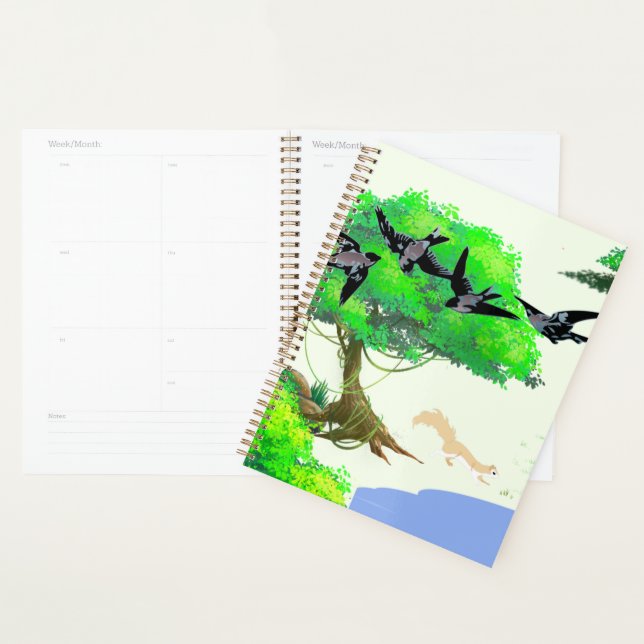 Agenda Vida na Floresta primavera com Aves e Esquilo - Na (Exibição)