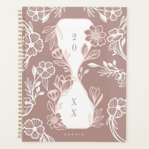 Agenda Vidro do Padrão de Jardim Botânico Floral Elegan