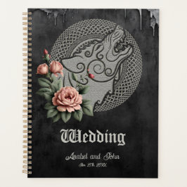 Agenda Viking Wolf & Rosas. Uma cabeça estilizada de lobo