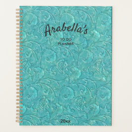 Agenda Vinha Floral Teal, Emboscada, De Luxo Personalizad