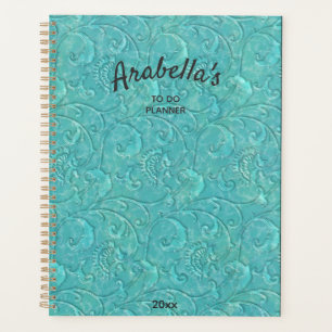 Agenda Vinha Floral Teal, Emboscada, De Luxo Personalizad