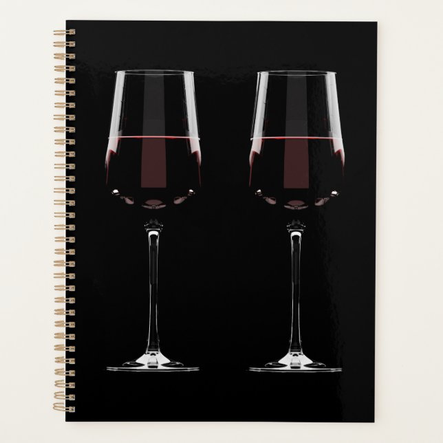 Agenda Vinhos com vinho tinto em preto (Frente)