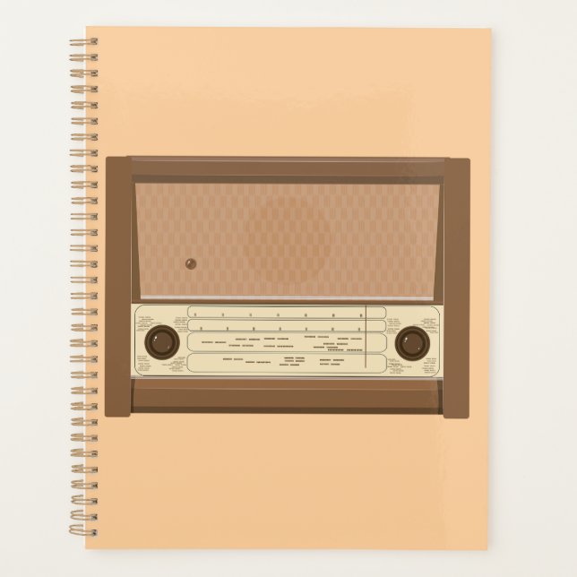 Agenda Vintage 1940s Retro Wood Radio (Frente)