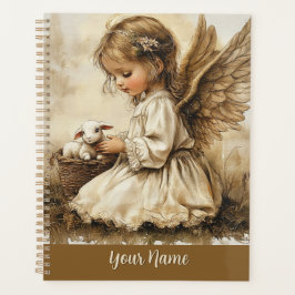 Agenda Vintage Angel + Cat Planner Personalize Your Name