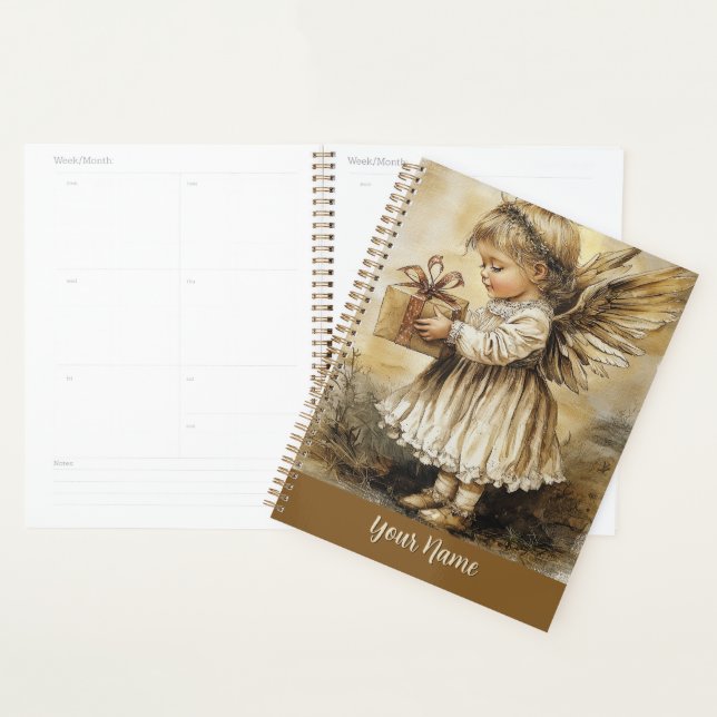 Agenda Vintage Angel Planner Personalize with Your Name" (Exibição)