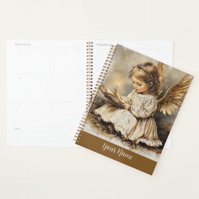 Agenda Vintage Angel Planner Personalize with Your Name" (Exibição)
