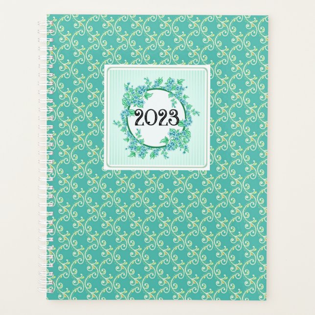 Agenda Vintage Aqua Floral 2023 Planner (Frente)
