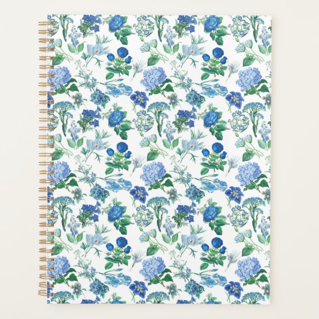 Agenda Vintage Blue Flowers Notebook (Frente)