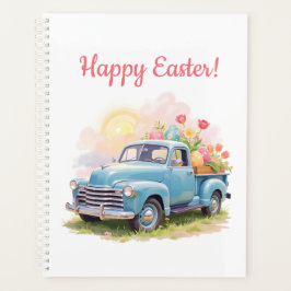 Agenda Vintage Blue Truck with Easter Eggs & Tulips