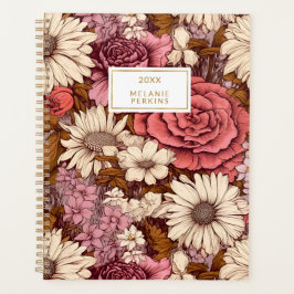 Agenda Vintage Boho Floral Pink Cream Flores