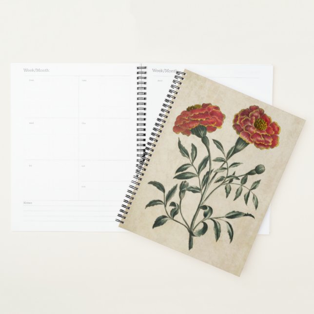 Agenda Vintage Botanal Floral Francês Marigold (Exibição)