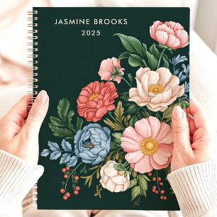 Agenda Vintage Botanical Floral Nome Personalizado
