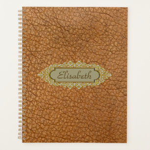 Agenda Vintage Brown Faux Leather com Nome Personalizado