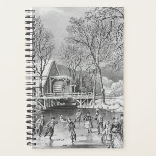 Agenda Vintage Currier Ives Winter Scense Skating Ice