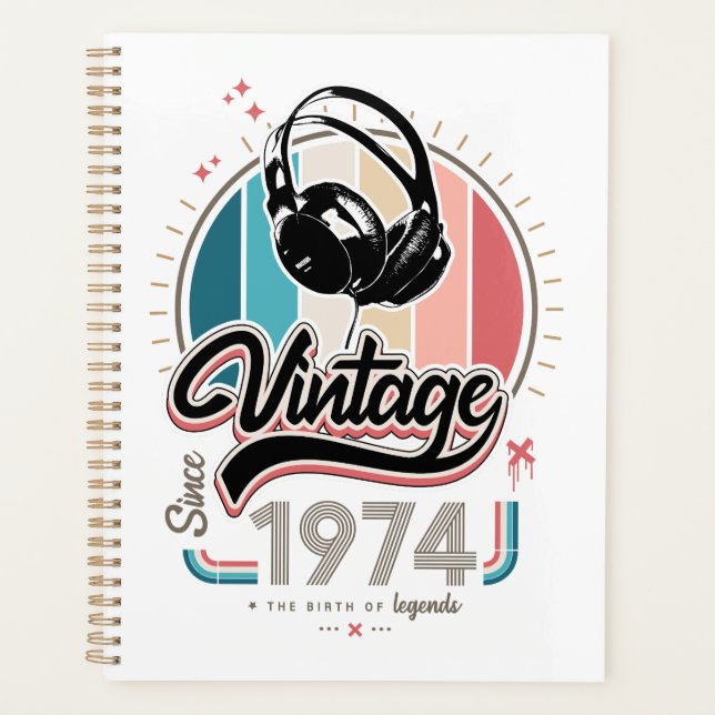 Agenda Vintage desde fones de ouvido de 1974 (Frente)