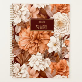 Agenda Vintage Floral Brown Sienna Watercolor Flowers