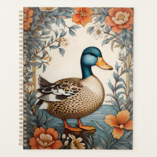 Agenda Vintage Floral do Pato de Corte Elegante