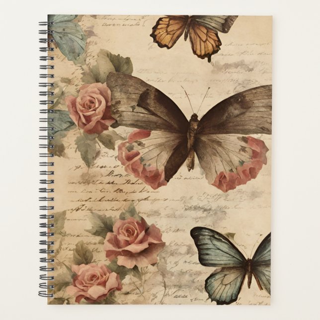 Agenda Vintage Floral e Butterfly (Frente)