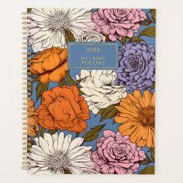 Agenda Vintage Floral Orange Blue Cream Boho Wilflower