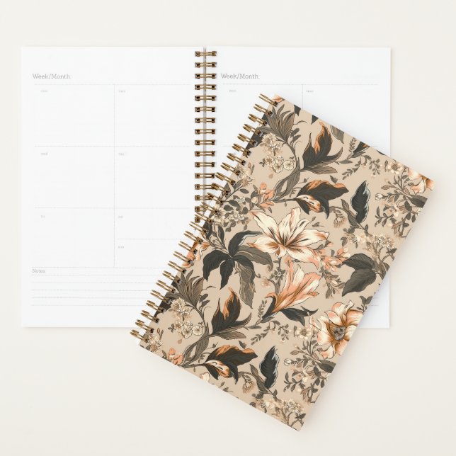 Agenda Vintage Floral Patterno Planner (Exibição)